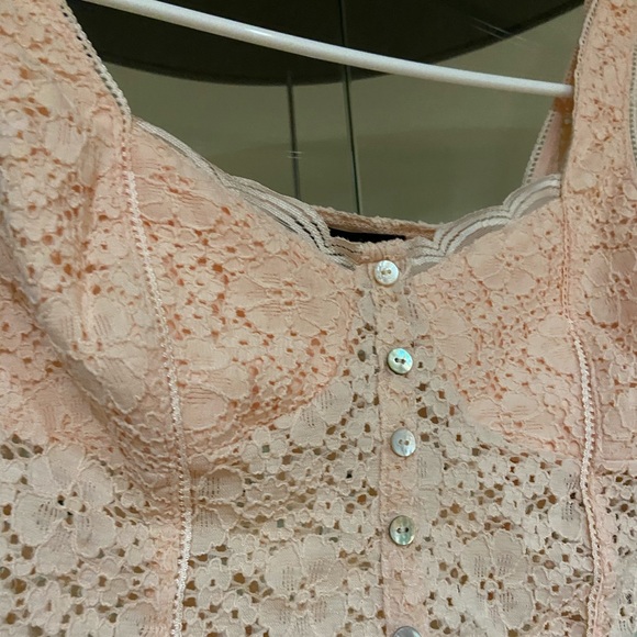 Lace baby pink crop top/longline bralette - Picture 2 of 3